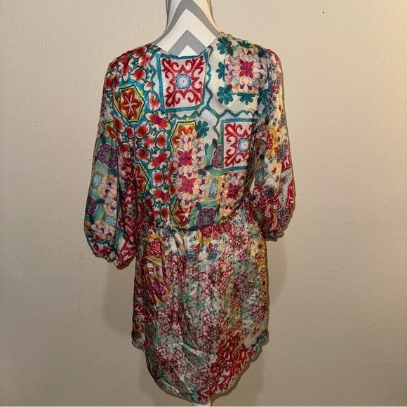 NWT Johnny Was Top Multicolor Floral Starfish V Neck Button Down Tunic Top S - Picture 5 of 12
